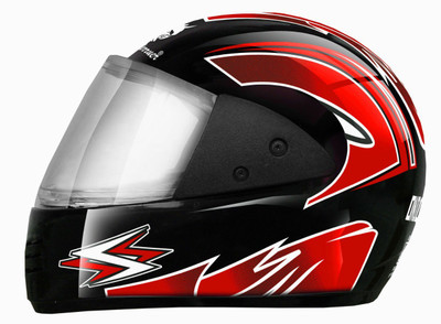 urban carrier Strength Full Face with Clear Visor Riding Gear Motorsports Helmet (RED Black) Motorbike Helmet(Red)