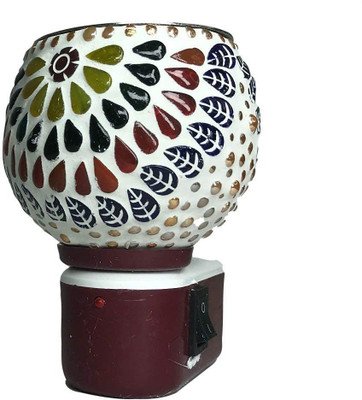 PeepalComm Multipurpose Aroma Oil Diffuser Lamp with On Off Switch Between Burner & Lamp 1 Aroma Oil, Diffuser Ceramic Kapoordani Night Lamp Electric Burner (Pattern Design Color May assorted Shipped As Per Avilablity )With 1 High Scented Lemon Grass Aroma Oil(1 Units)