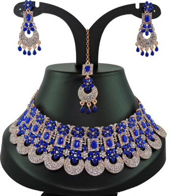 VATSALYA creation Alloy Gold-plated Blue Jewellery Set(Pack of 1)