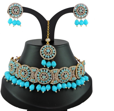 VATSALYA creation Alloy Gold-plated Turquoise Jewellery Set(Pack of 1)