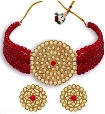 Laksh Alloy Gold-plated White Jewellery Set(Pack of 1)