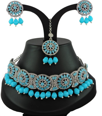 VATSALYA creation Alloy Gold-plated Turquoise Jewellery Set(Pack of 1)