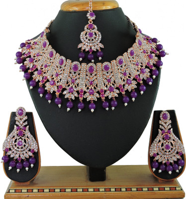 VATSALYA creation Alloy Gold-plated Purple Jewellery Set(Pack of 1)