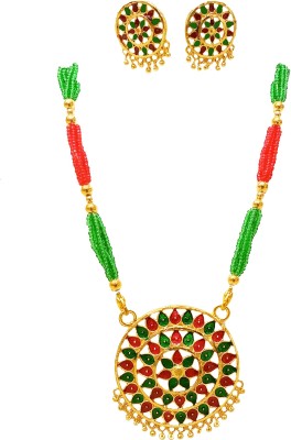 balaji gold Brass, Copper Gold-plated Red, Green Jewellery Set(Pack of 1)