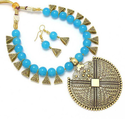 Ratmanee Alloy Gold-plated Blue, Gold Jewellery Set(Pack of 1)