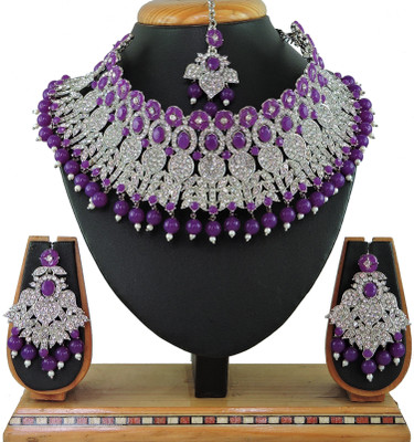 VATSALYA creation Alloy Gold-plated Purple Jewellery Set(Pack of 1)