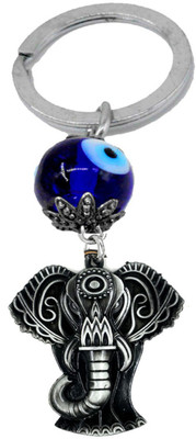 AFH Evil Eye Charm Vignaharta Lord Ganesha Face Antique Silver Gifting Key chain Key Chain
