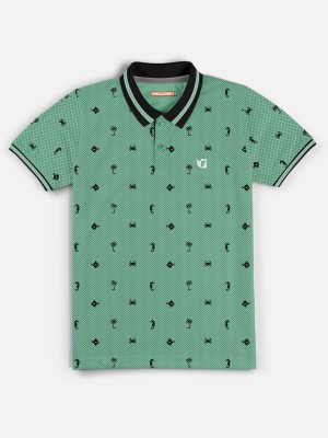 Hellcat Boys Printed Cotton Blend T Shirt(Green, Pack of 1)