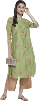 Rangmanch by Pantaloons Women Printed Straight Kurta(Green)