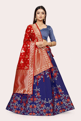 DISHWA Self Design Semi Stitched Lehenga Choli(Red)