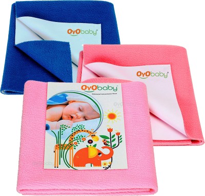 Oyo Baby Cotton Baby Bed Protecting Mat(Pink, Salmon Rose, Royal Blue, Medium, Pack of 3)