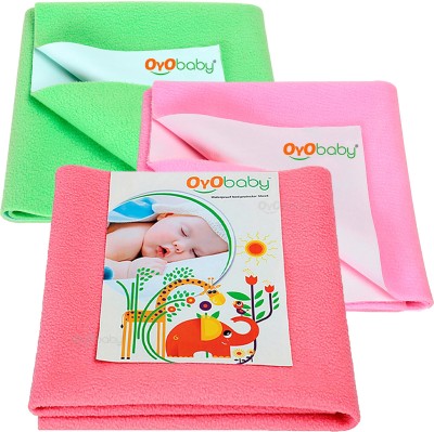 Oyo Baby Cotton Baby Bed Protecting Mat(Salmon Rose, Pink, Light Green, Medium, Pack of 3)