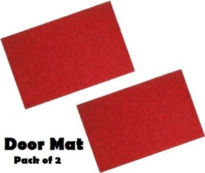 Viihaa PVC (Polyvinyl Chloride) Door Mat(Red, Large, Pack of 2)