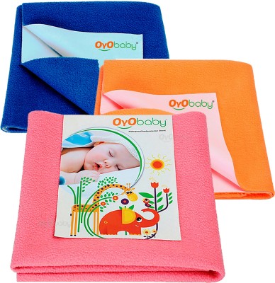Oyo Baby Cotton Baby Bed Protecting Mat(Salmon Rose, Royal Blue, Peach, Large, Pack of 3)