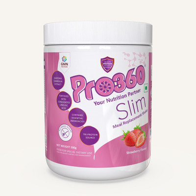 PRO360 Slim Weight Management Meal Replacement Protein Shake Supplement For Men & Women Nutrition Drink(500 g, Strawberry Flavored)