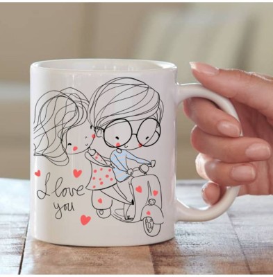 thriftkart BOY GIRL Valentine Ceramic Coffee 1 Pcs 350 mL Ceramic Coffee Mug(350 ml)