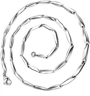 Lyzoo Silver Titanium Plated Stainless Steel Rice Necklace Chain for Men Boys Silver Plated Steel Chain
