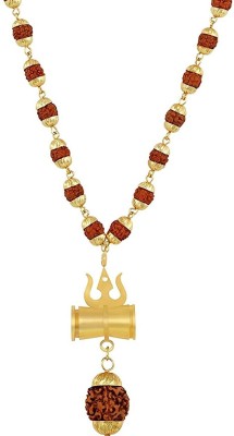 vinayakmoorti Mahakal Pendant with Golden Cap Rudraksha Mala 14 Inch Gold-plated Plated Wood Chain