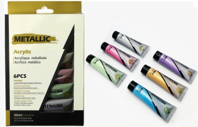 Definite Art Premium Metallic Acrylic Paint Color Set 30ml Tubes (Pack of 6)(Set of 1, Multicolor)