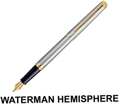 Waterman HEMISPHERE STAINLESS STEEL GT FOUNTAIN PEN – MEDIUM NIB Fountain Pen(Ink Color - Blue)