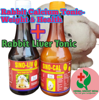 Herbal Sinovet India Rabbit/ Guinea pig/ hamster Liver tonic and calcium combo Pack Pet Health Supplements(400 ml)