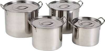 Namo International Stainless Steel Sauce Pot/Stock Pots for Storage, Gas Stove Compatible Pot 21 cm, 23 cm, 25 cm, 28 cm diameter 5.5 L, 7.5 L, 11 L, 14 L capacity with Lid