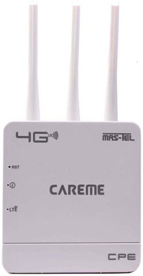 CareME 3X Antenna 300Mbps Wireless 4G LTE, Plug and Play 300 Mbps 4G Router (White, Dual Band)
