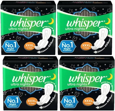 Whisper Ultra Night Sanitary Pads for Women, XXXL+ 4+4+4+4 Sanitary Pad Sanitary Pad  (Pack of 16)