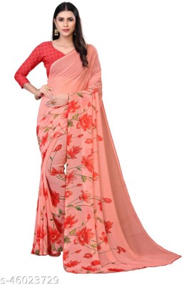 Sitanjali Lifestyle Floral Print Daily Wear Georgette Saree(Red)