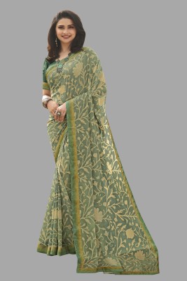 DIKONA DESIGNER Printed Bollywood Georgette, Chiffon Saree(Grey, Light Green)