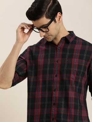 Moda Rapido Men Checkered Casual Black Shirt