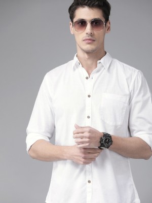 Roadster Men Solid Casual White Shirt