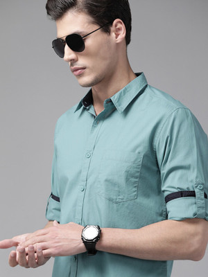 Roadster Men Solid Casual Blue Shirt