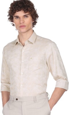 ARROW Men Printed Formal Beige Shirt