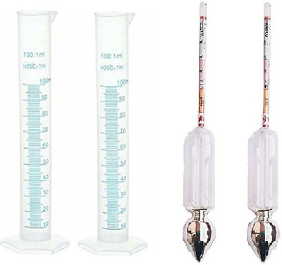 Nicolette Mercury Lactometer Hydrometer for Testing Milk Purity Jar 100 ML Glass, Plastic Graduated Cylinder(100 ml)