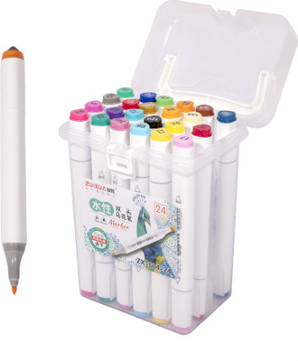 WISHKEY Calligraphy pens Broad & fine Nib Sketch Pens(Set of 1, Multicolor)