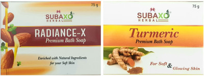 Subaxo HERBAL RADIANCE-X SOAP AND TURMERIC PREMIUM BATH SOAP EACH OF 75 G(2 x 75 g)