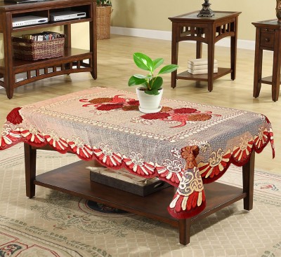 KUBER INDUSTRIES Floral 4 Seater Table Cover(Pink & Brown, Cotton)