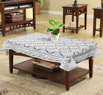 KUBER INDUSTRIES Argyle 4 Seater Table Cover(White, Cotton)