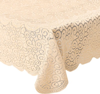 KUBER INDUSTRIES Self Design 4 Seater Table Cover(Cream, Cotton)