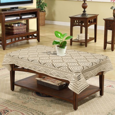 KUBER INDUSTRIES Argyle 4 Seater Table Cover(Cream, Cotton)