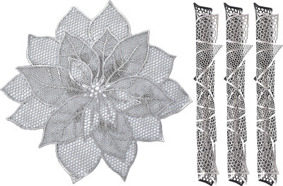 KUBER INDUSTRIES Round Pack of 4 Table Placemat(Silver, Leather)