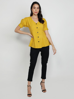 BOOI Formal Solid Women Yellow Top