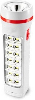 AKR Rechargeable Led Torch light 9029c with emergency light (14 led) 8 hrs Torch Emergency Light(White)