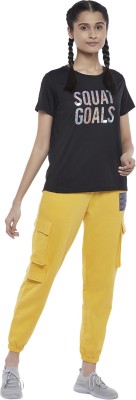 Ajile By Pantaloons Printed Women Yellow Track Pants