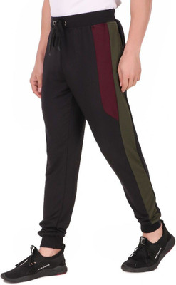 KZALCON Striped Men Black Track Pants