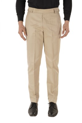 HAUL CHIC Slim Fit Men Cream Trousers