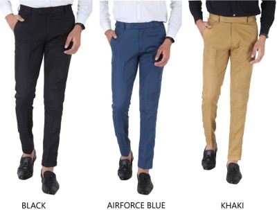 SREY Slim Fit Men Black Trousers