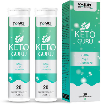 Vokin Biotech Keto Guru 20 Tablets For Weight Loss Effervescent Water Soluble Pack Of 2(2 x 20 Tablets)