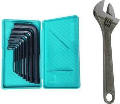 Exotic Arcade Best Quality Combo || 9 Pcs Allen Key set || 8 Inch Adjustable Wrench || Allen Key Set